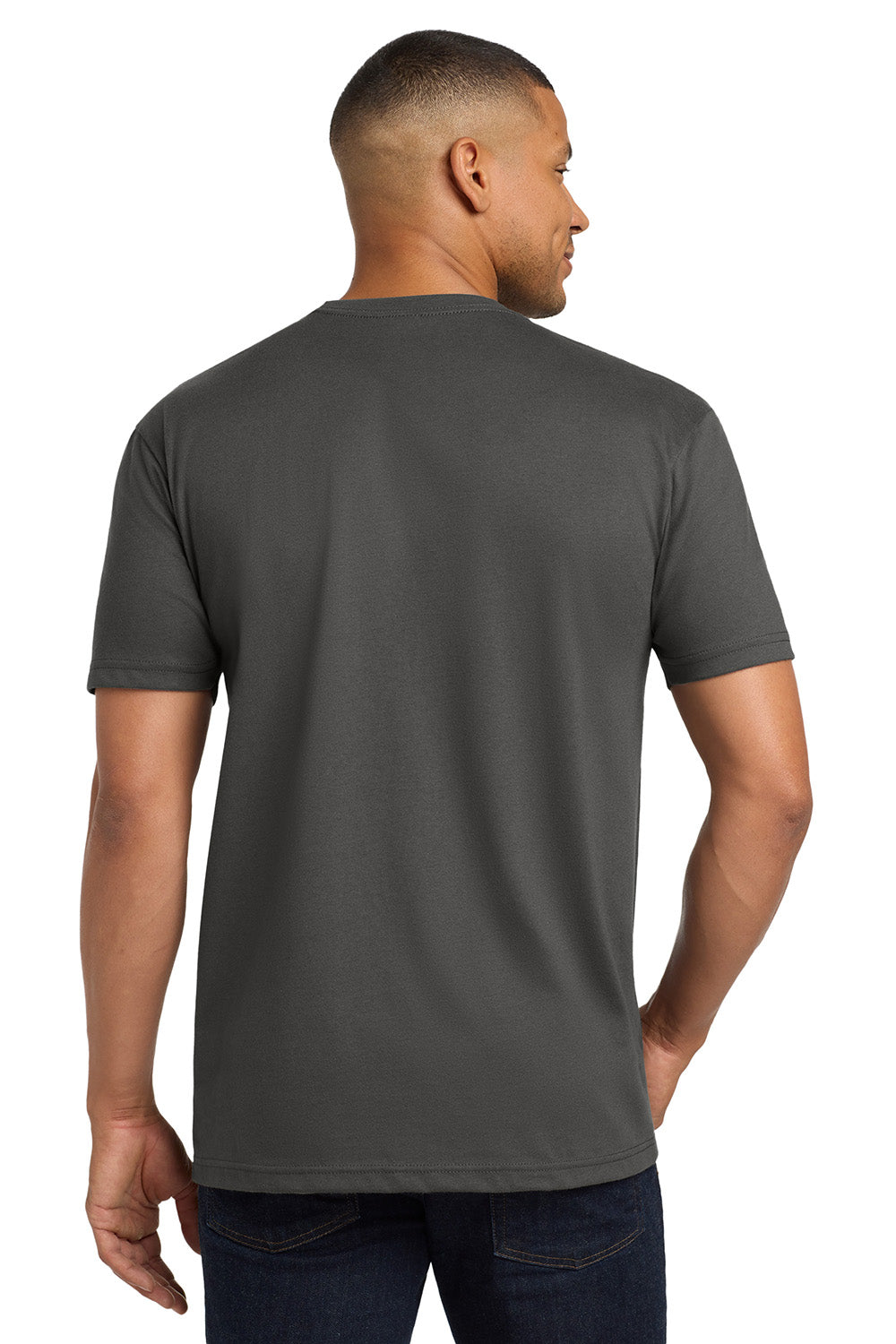 Next Level NL6410/6410 Mens Sueded Jersey Short Sleeve Crewneck T-Shirt Heavy Metal Grey Model Back