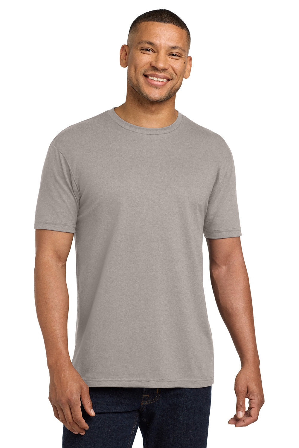 Next Level NL6410/6410 Mens Sueded Jersey Short Sleeve Crewneck T-Shirt Light Grey Model Front