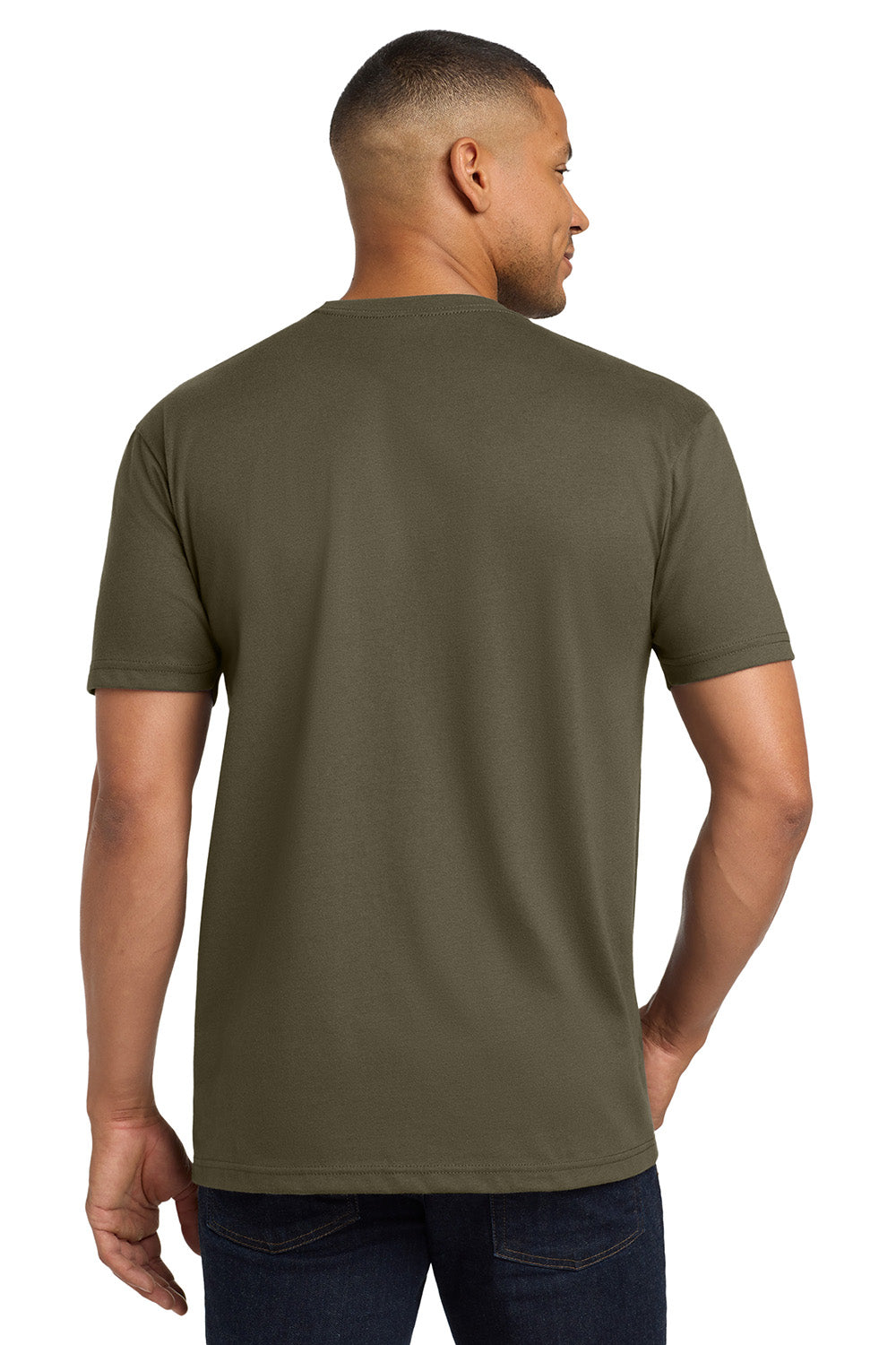 Next Level NL6410/6410 Mens Sueded Jersey Short Sleeve Crewneck T-Shirt Military Green Model Back