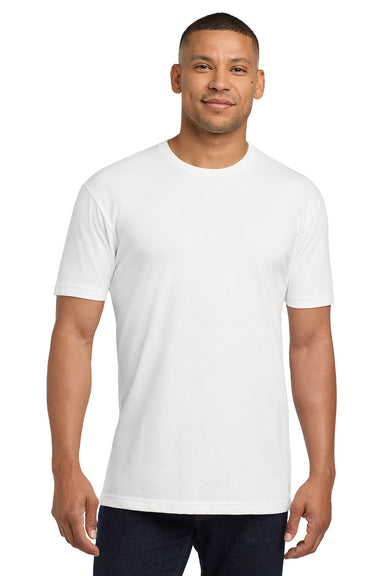 Next Level NL6410/6410 Mens Sueded Jersey Short Sleeve Crewneck T-Shirt White Model Front