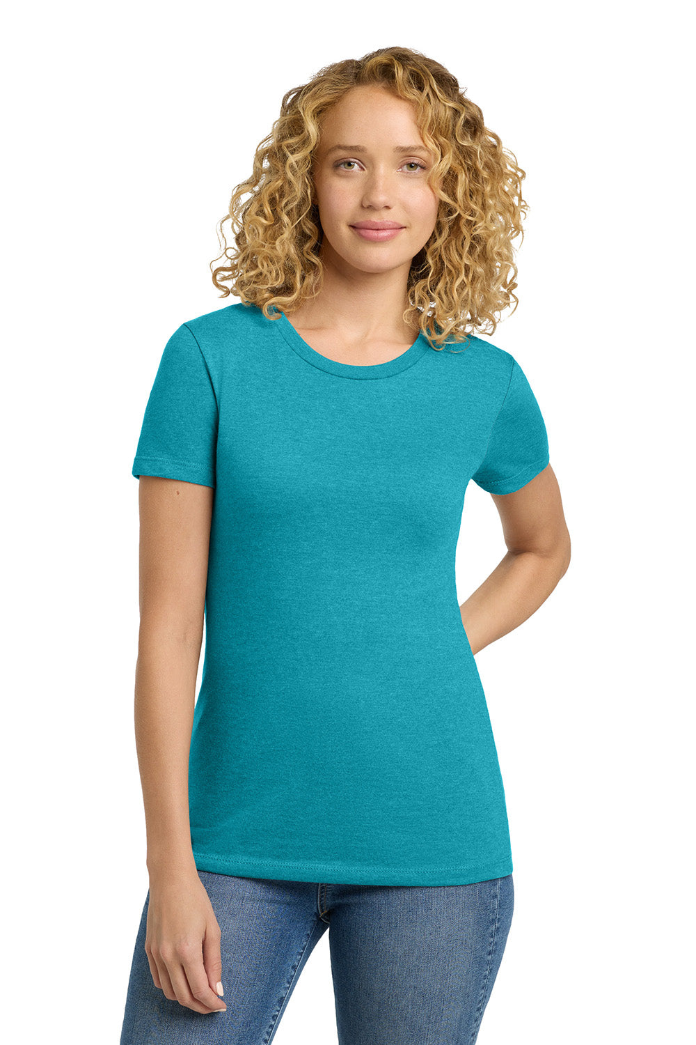 Next Level NL6610/6610 Womens CVC Jersey Short Sleeve Crewneck T-Shirt Bondi Blue Model Front