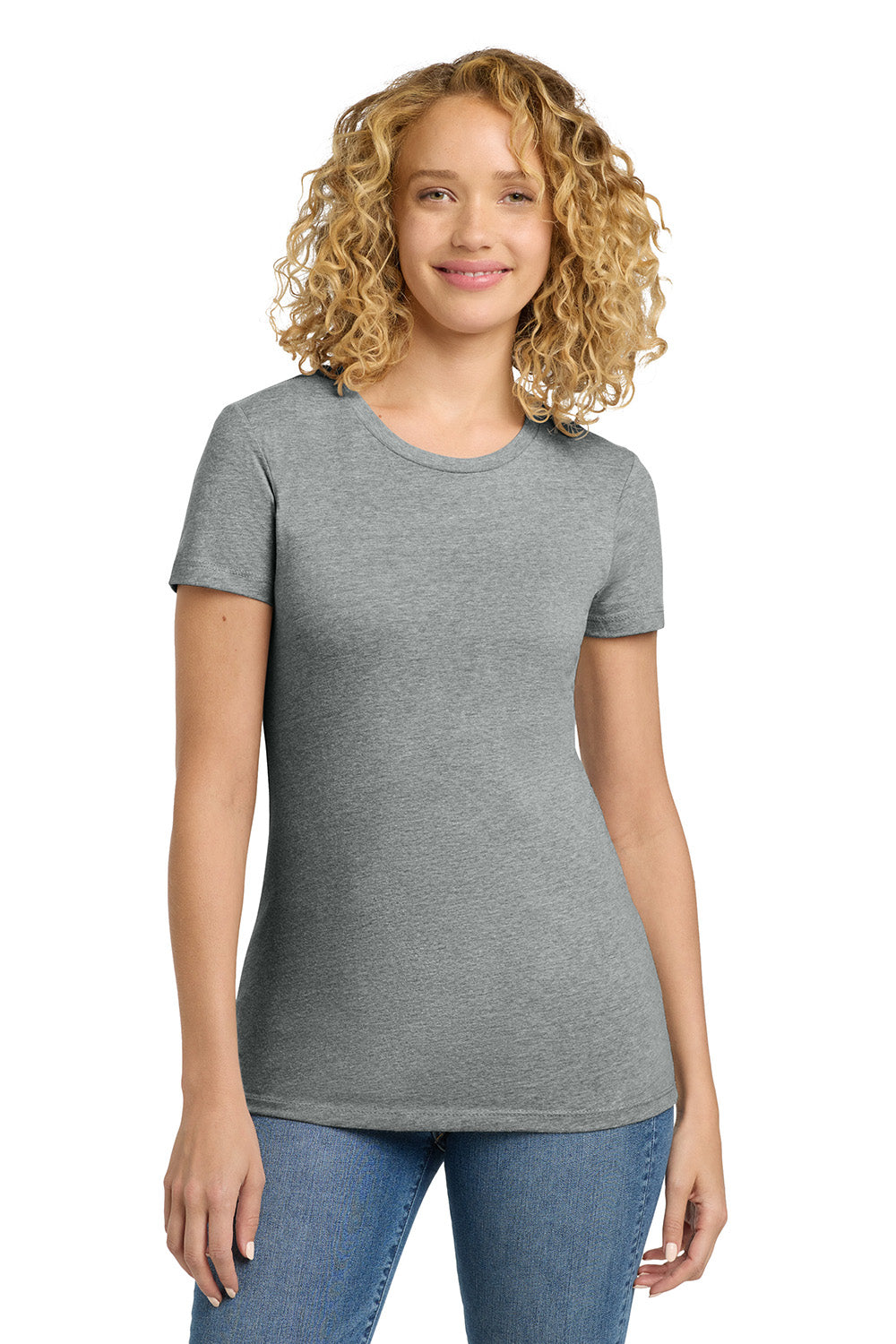 Next Level NL6610/6610 Womens CVC Jersey Short Sleeve Crewneck T-Shirt Heather Dark Grey Model Front