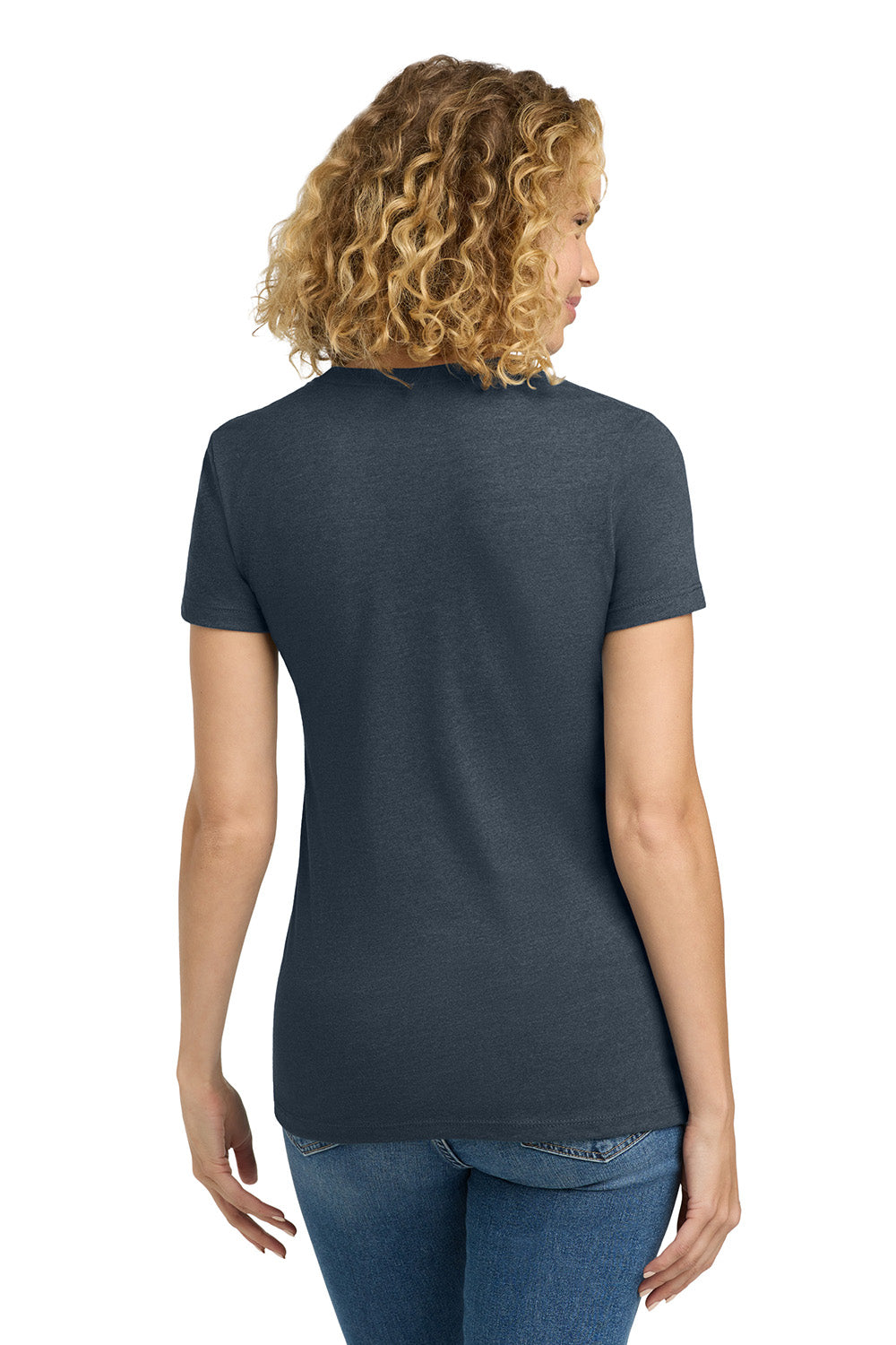 Next Level NL6610/6610 Womens CVC Jersey Short Sleeve Crewneck T-Shirt Indigo Blue Model Back