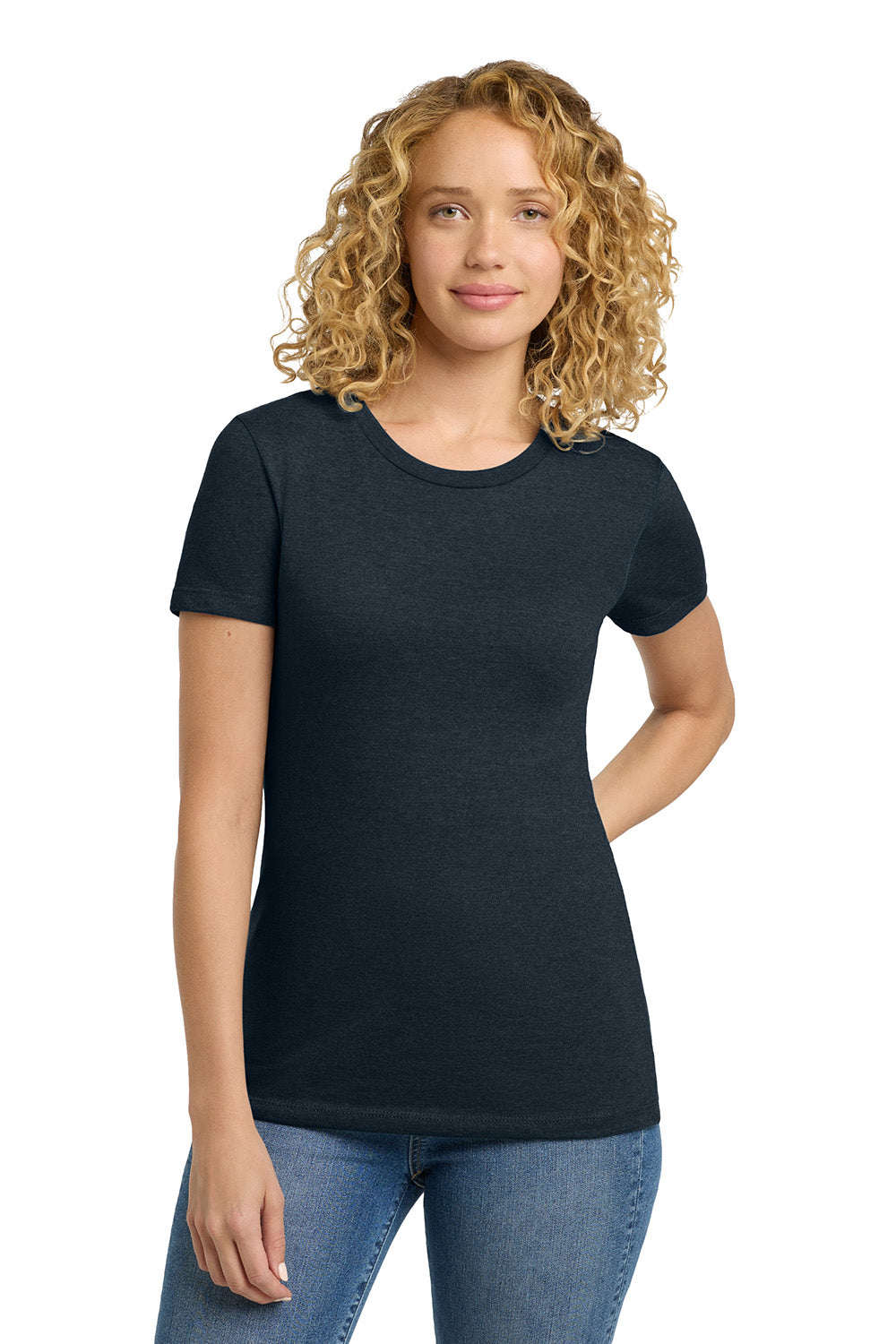 Next Level NL6610/6610 Womens CVC Jersey Short Sleeve Crewneck T-Shirt Midnight Navy Blue Model Front