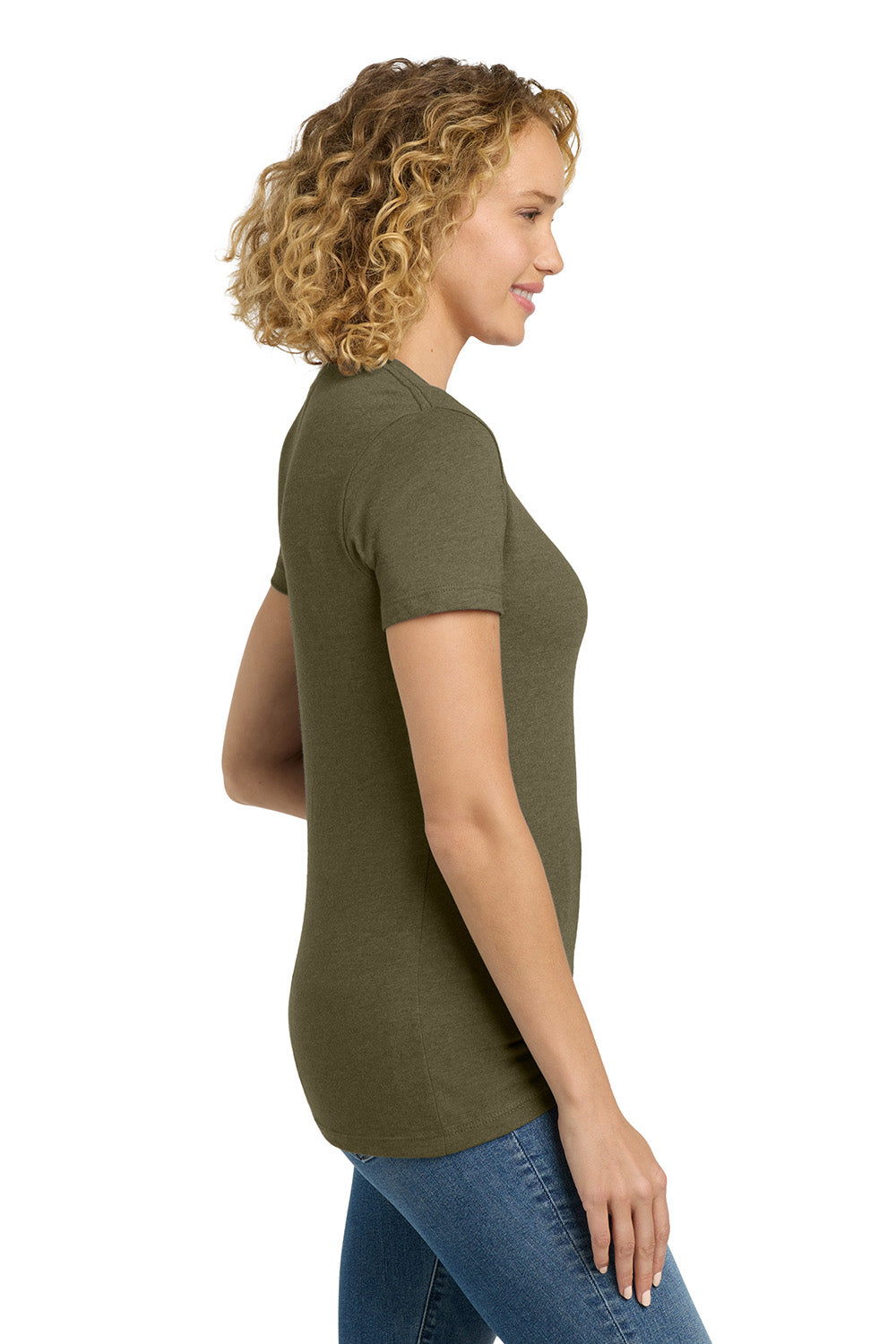 Next Level NL6610/6610 Womens CVC Jersey Short Sleeve Crewneck T-Shirt Military Green Model Side