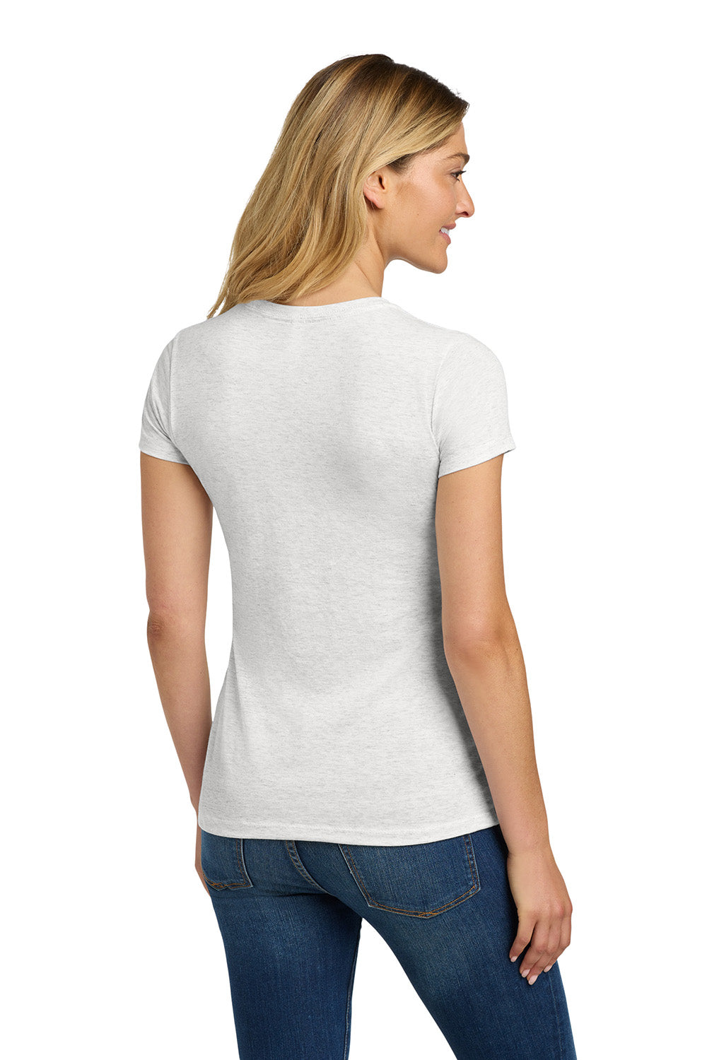 Next Level NL6710/6710 Womens Jersey Short Sleeve Crewneck T-Shirt Heather White Model Back