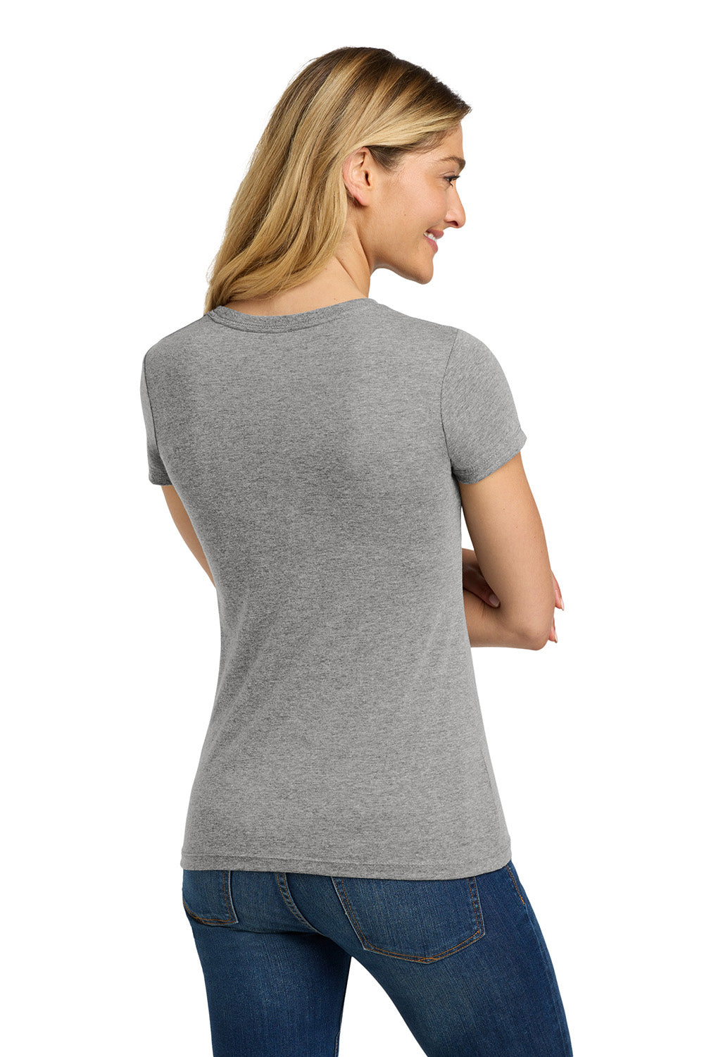 Next Level NL6710/6710 Womens Jersey Short Sleeve Crewneck T-Shirt Heather Grey Model Back