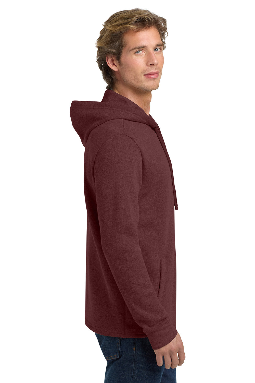 Next Level NL9300/9300 Mens PCH Fleece Hooded Sweatshirt Hoodie w/ Pockets Heather Maroon Model Side