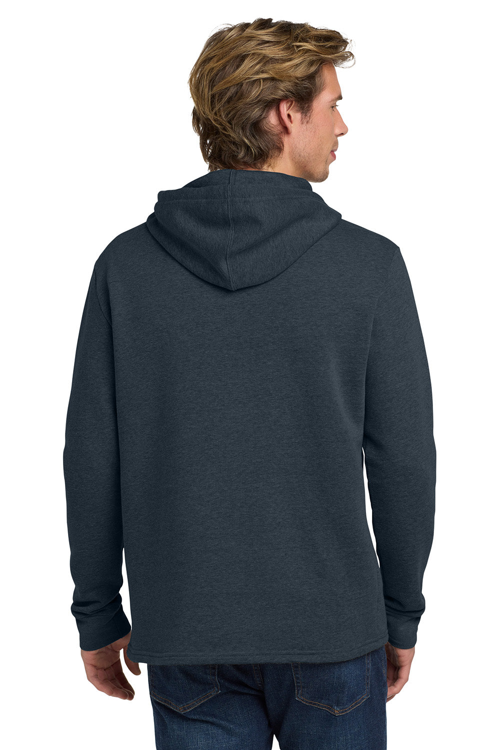 Next Level NL9300/9300 Mens PCH Fleece Hooded Sweatshirt Hoodie w/ Pockets Heather Midnight Navy Blue Model Back