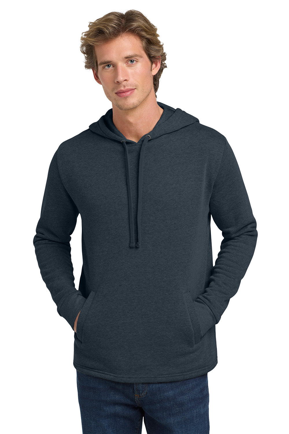 Next Level NL9300/9300 Mens PCH Fleece Hooded Sweatshirt Hoodie w/ Pockets Heather Midnight Navy Blue Model Front