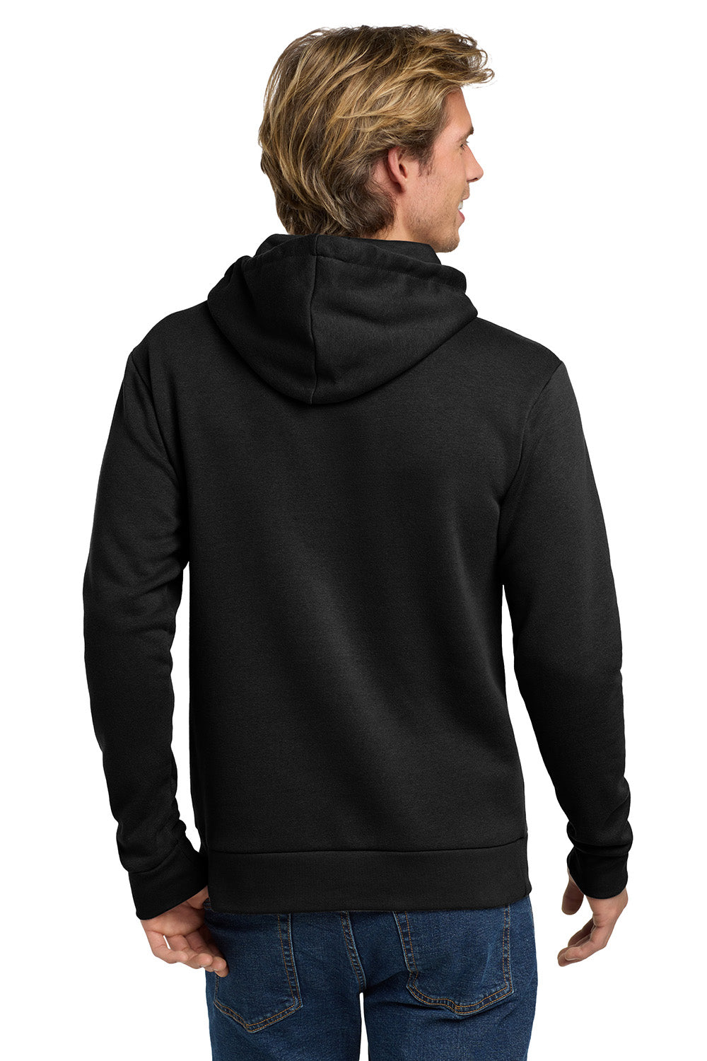 Next Level NL9303/9303 Mens Fleece Hooded Sweatshirt Hoodie w/ Pouch Pocket Black Model Back