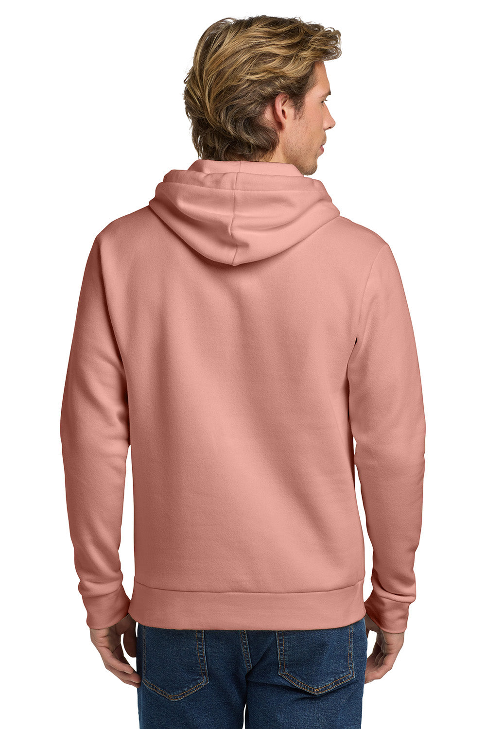 Next Level NL9303/9303 Mens Fleece Hooded Sweatshirt Hoodie w/ Pouch Pocket Desert Pink Model Back