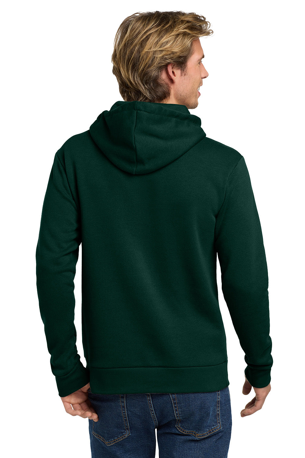 Next Level NL9303/9303 Mens Fleece Hooded Sweatshirt Hoodie w/ Pouch Pocket Forest Green Model Back