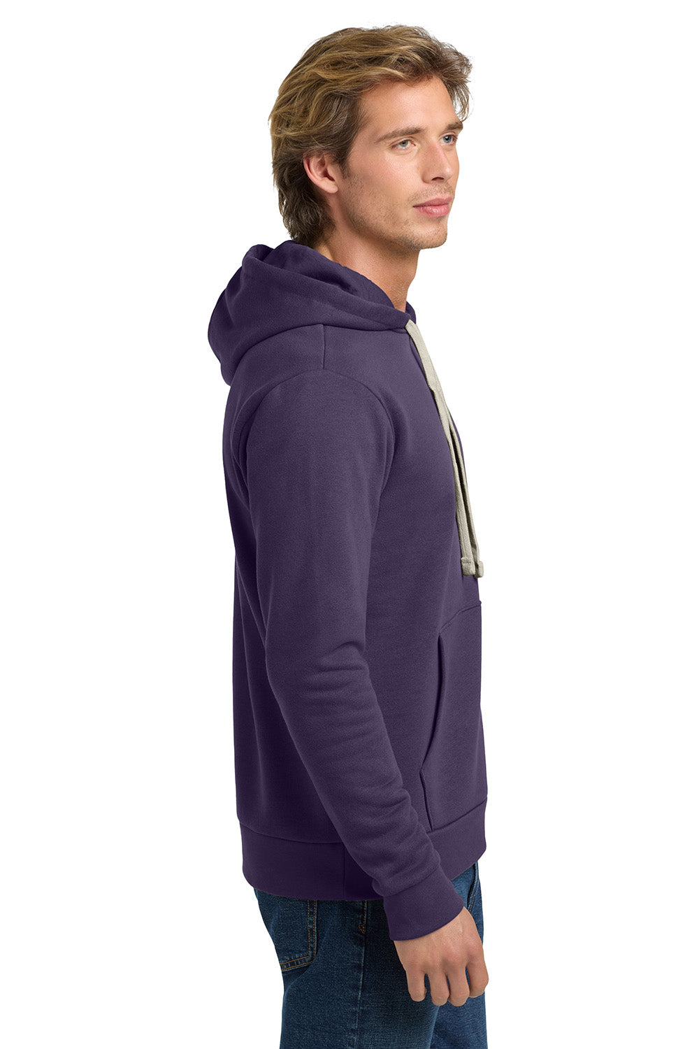 Next Level NL9303/9303 Mens Fleece Hooded Sweatshirt Hoodie w/ Pouch Pocket Galaxy Purple Model Side