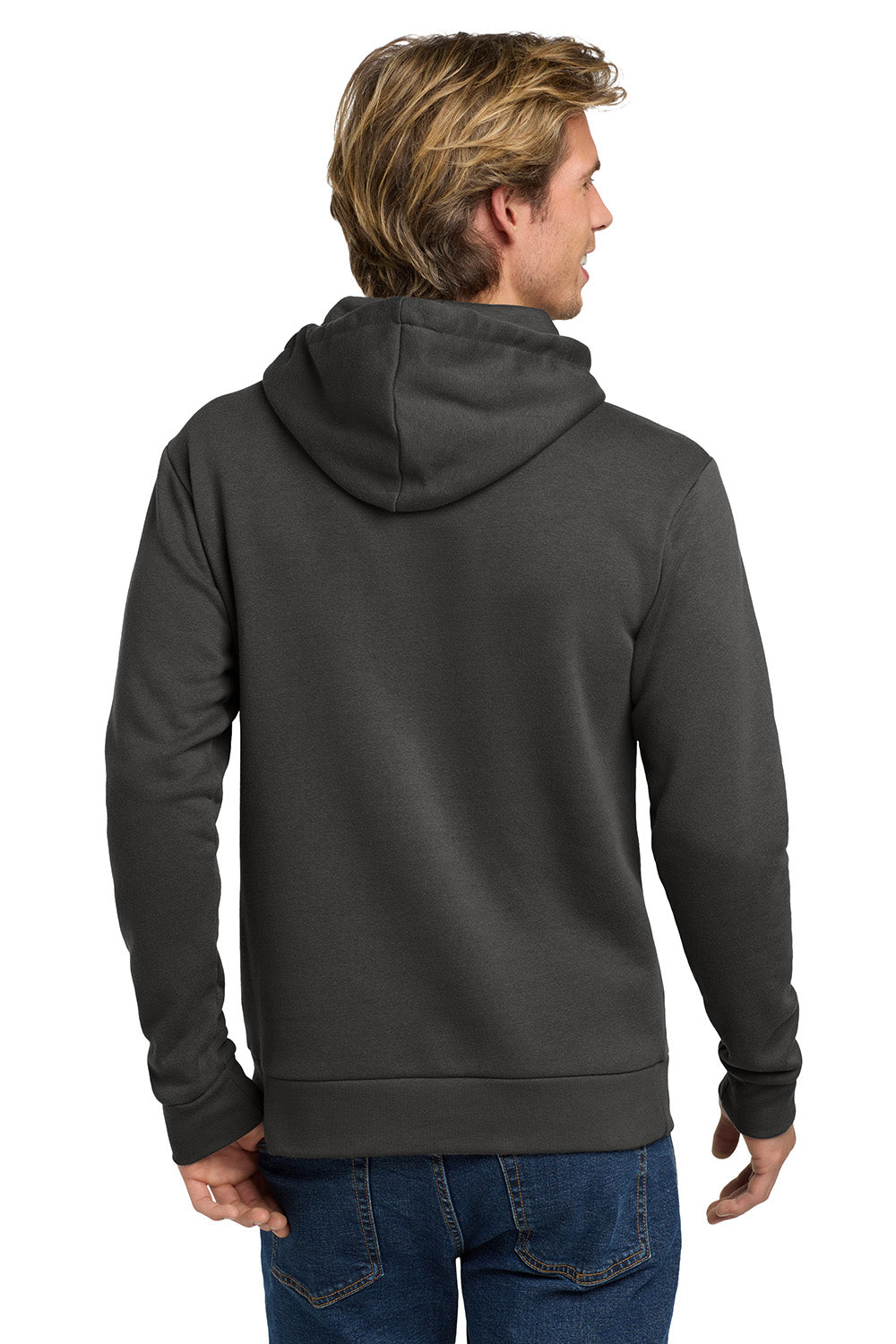 Next Level NL9303/9303 Mens Fleece Hooded Sweatshirt Hoodie w/ Pouch Pocket Heavy Metal Grey Model Back