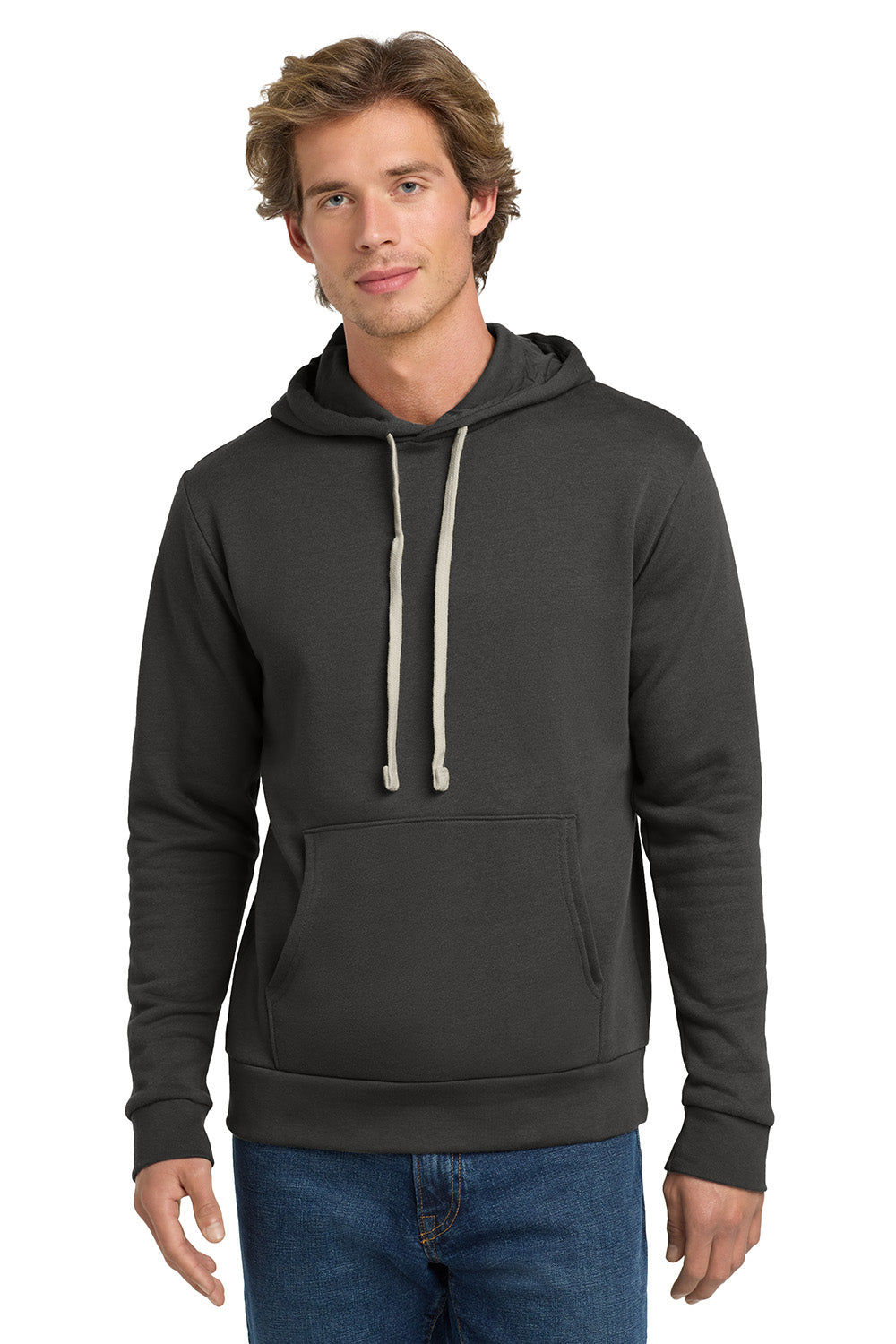 Next Level NL9303/9303 Mens Fleece Hooded Sweatshirt Hoodie w/ Pouch Pocket Heavy Metal Grey Model Front