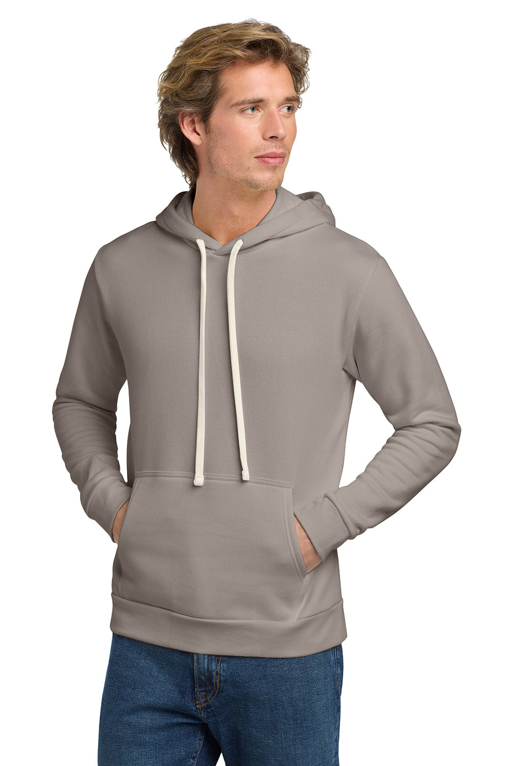 Next Level NL9303/9303 Mens Fleece Hooded Sweatshirt Hoodie w/ Pouch Pocket Lead Grey Model Front