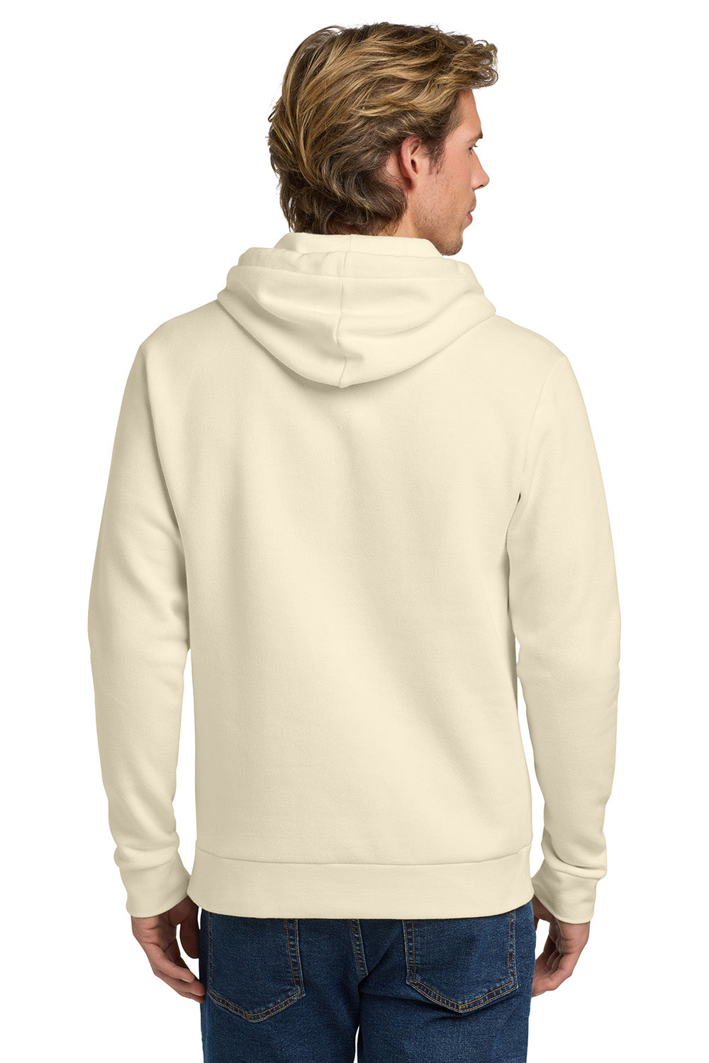 Next Level NL9303/9303 Mens Fleece Hooded Sweatshirt Hoodie w/ Pouch Pocket Natural Model Back