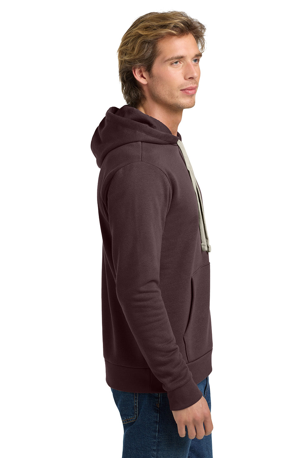 Next Level NL9303/9303 Mens Fleece Hooded Sweatshirt Hoodie w/ Pouch Pocket Oxblood Model Side