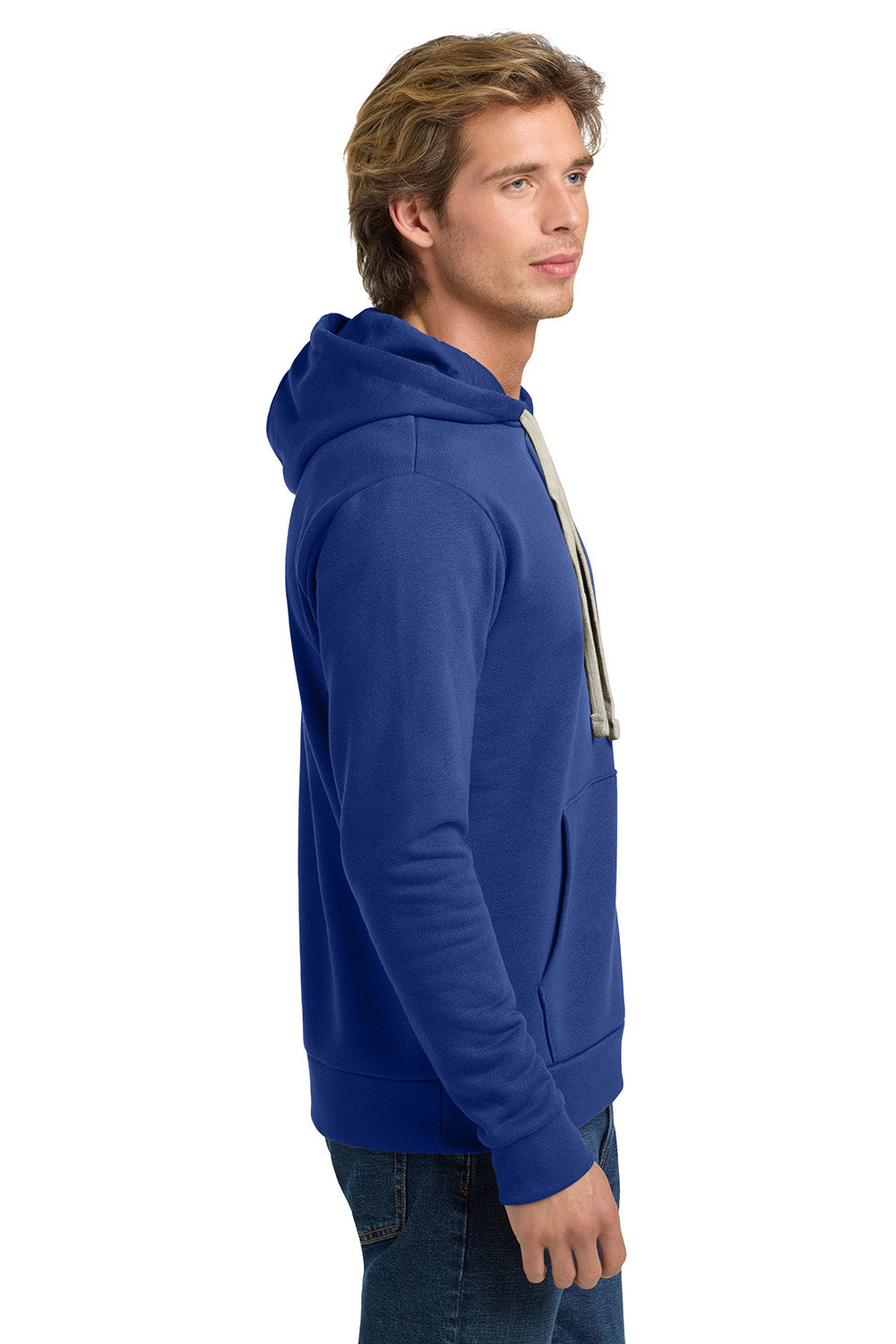 Next Level NL9303/9303 Mens Fleece Hooded Sweatshirt Hoodie w/ Pouch Pocket Royal Blue Model Side