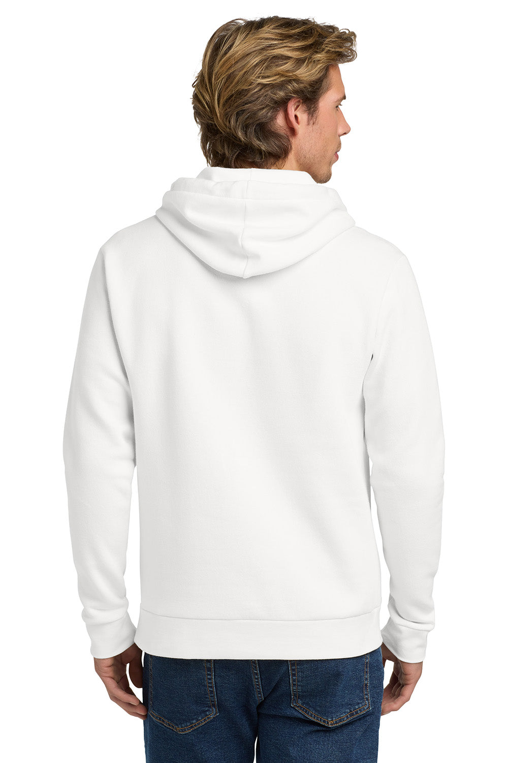 Next Level NL9303/9303 Mens Fleece Hooded Sweatshirt Hoodie w/ Pouch Pocket White Model Back