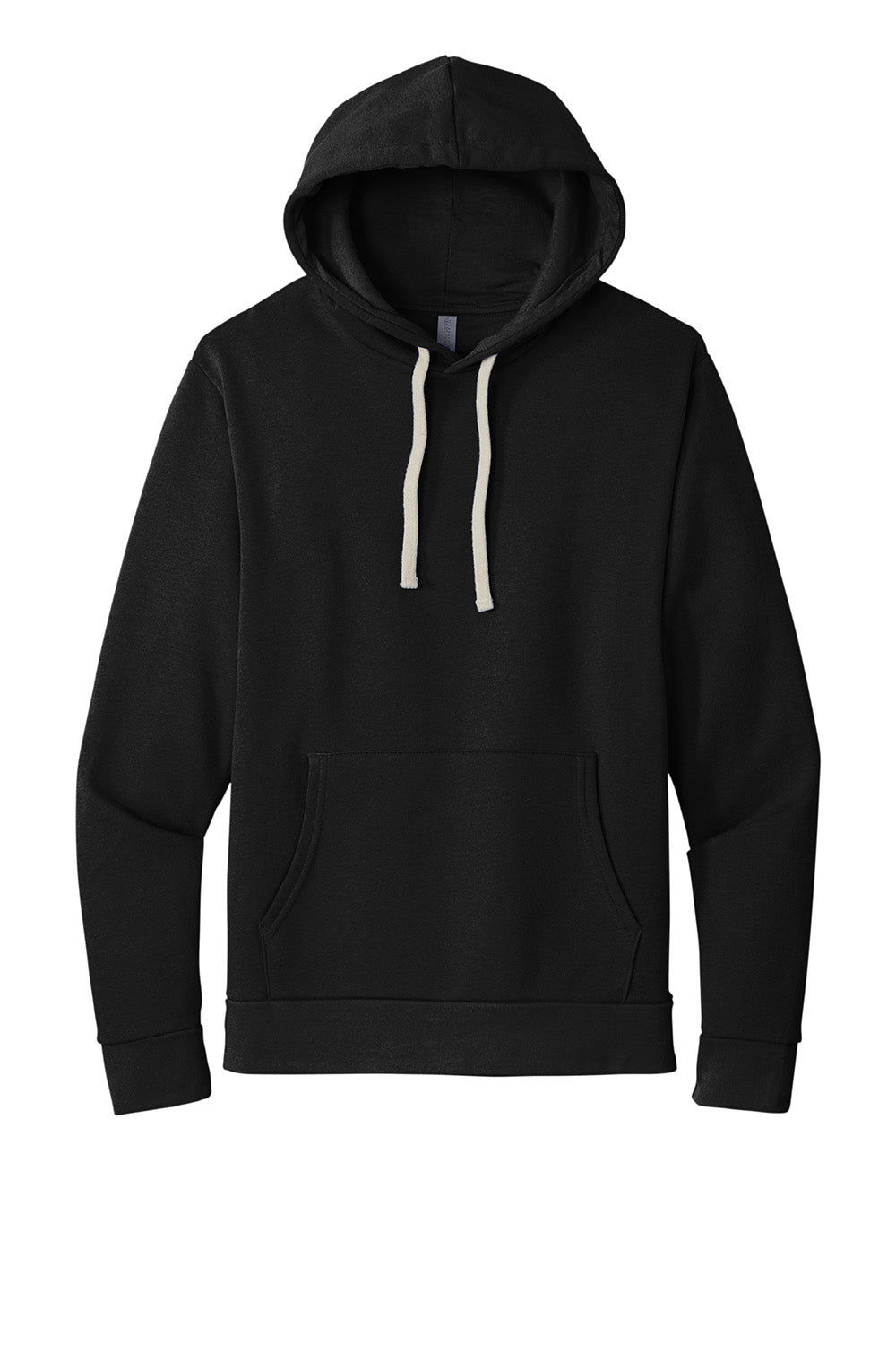 Next Level NL9303/9303 Mens Fleece Hooded Sweatshirt Hoodie w/ Pouch Pocket Black On Black Flat Front