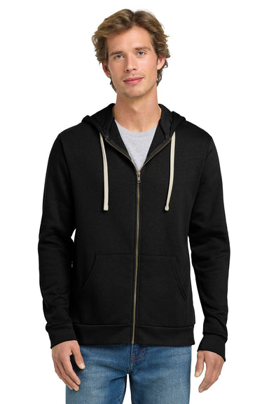 Next Level NL9602/9602 Mens Fleece Full Zip Hooded Sweatshirt Hoodie w/ Pockets Black Model Front