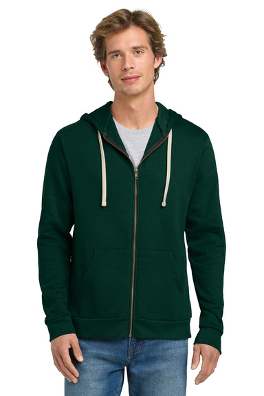 Next Level NL9602/9602 Mens Fleece Full Zip Hooded Sweatshirt Hoodie w/ Pockets Forest Green Model Front