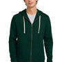 Next Level Mens Fleece Full Zip Hooded Sweatshirt Hoodie w/ Pockets - Forest Green