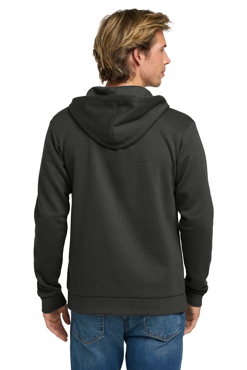 Next Level NL9602/9602 Mens Fleece Full Zip Hooded Sweatshirt Hoodie w/ Pockets Heavy Metal Grey Model Back