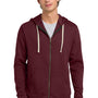 Next Level Mens Fleece Full Zip Hooded Sweatshirt Hoodie w/ Pockets - Maroon