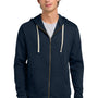 Next Level Mens Fleece Full Zip Hooded Sweatshirt Hoodie w/ Pockets - Midnight Navy Blue