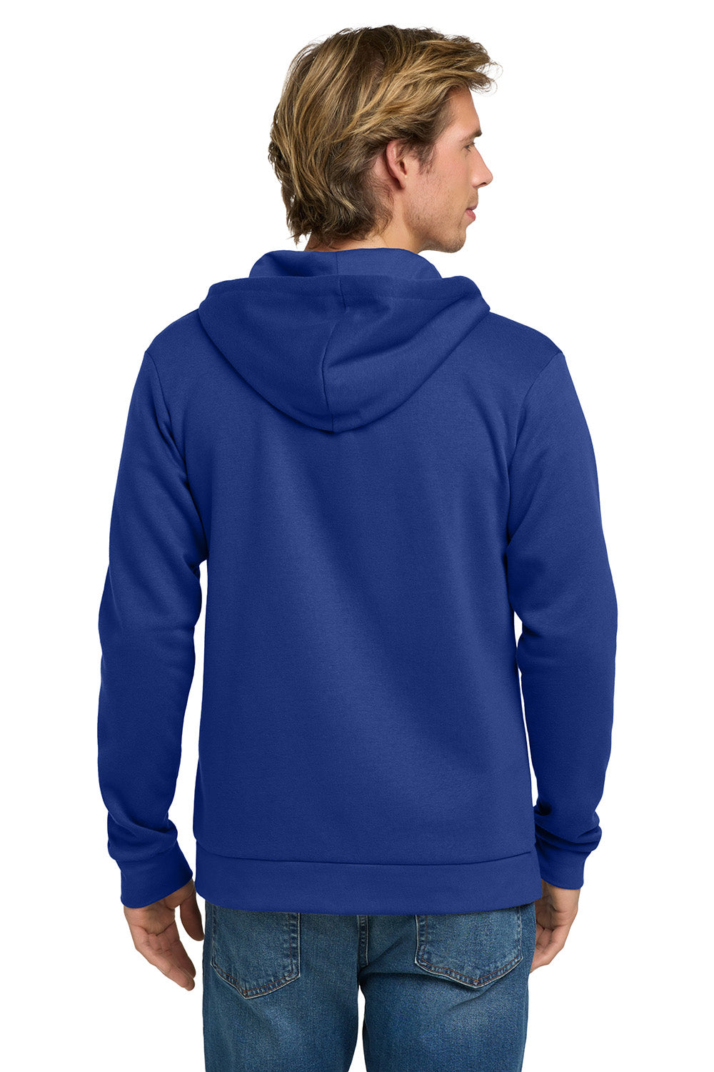 Next Level NL9602/9602 Mens Fleece Full Zip Hooded Sweatshirt Hoodie w/ Pockets Royal Blue Model Back