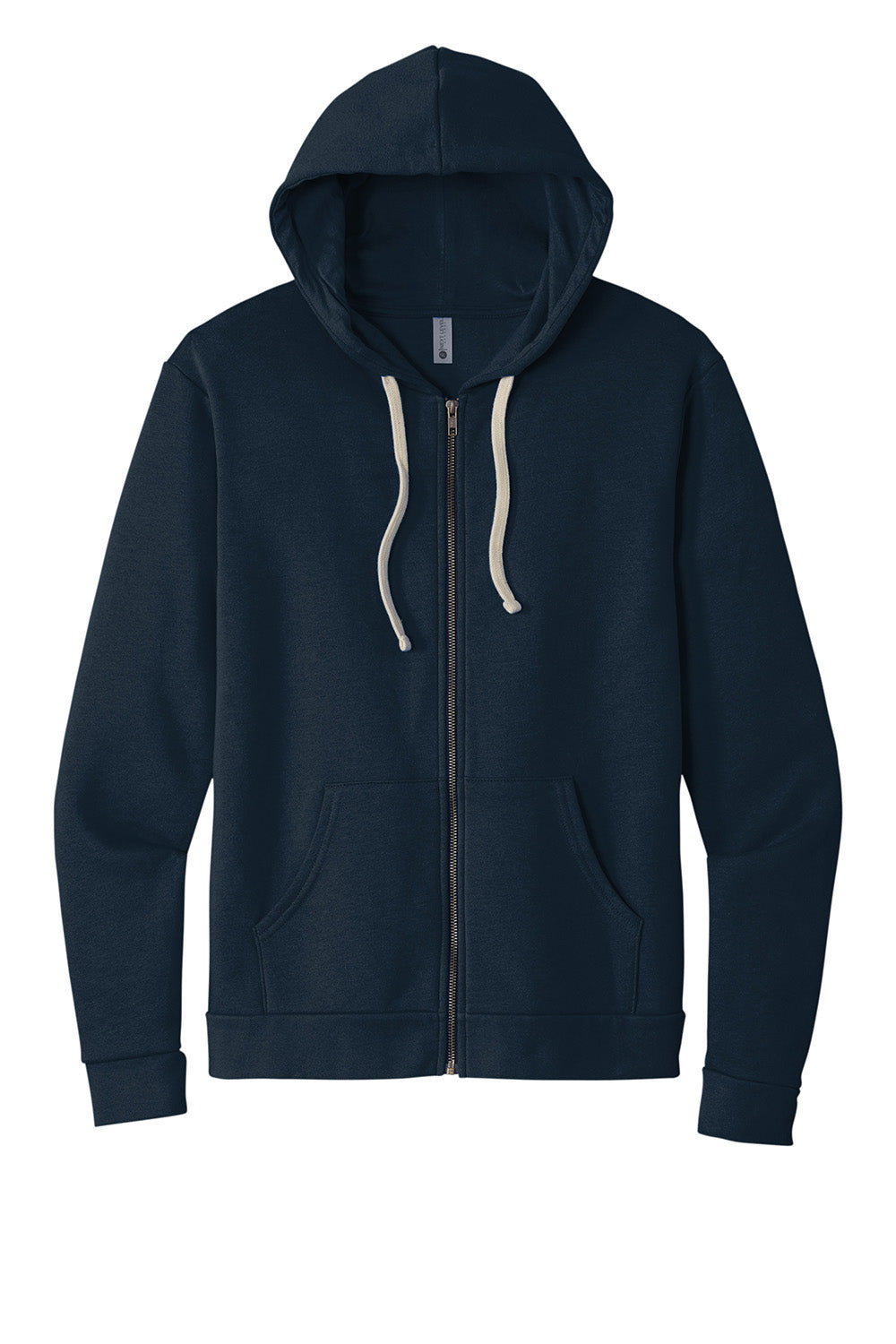 Next Level NL9602/9602 Mens Fleece Full Zip Hooded Sweatshirt Hoodie w/ Pockets Midnight Navy Blue Flat Front