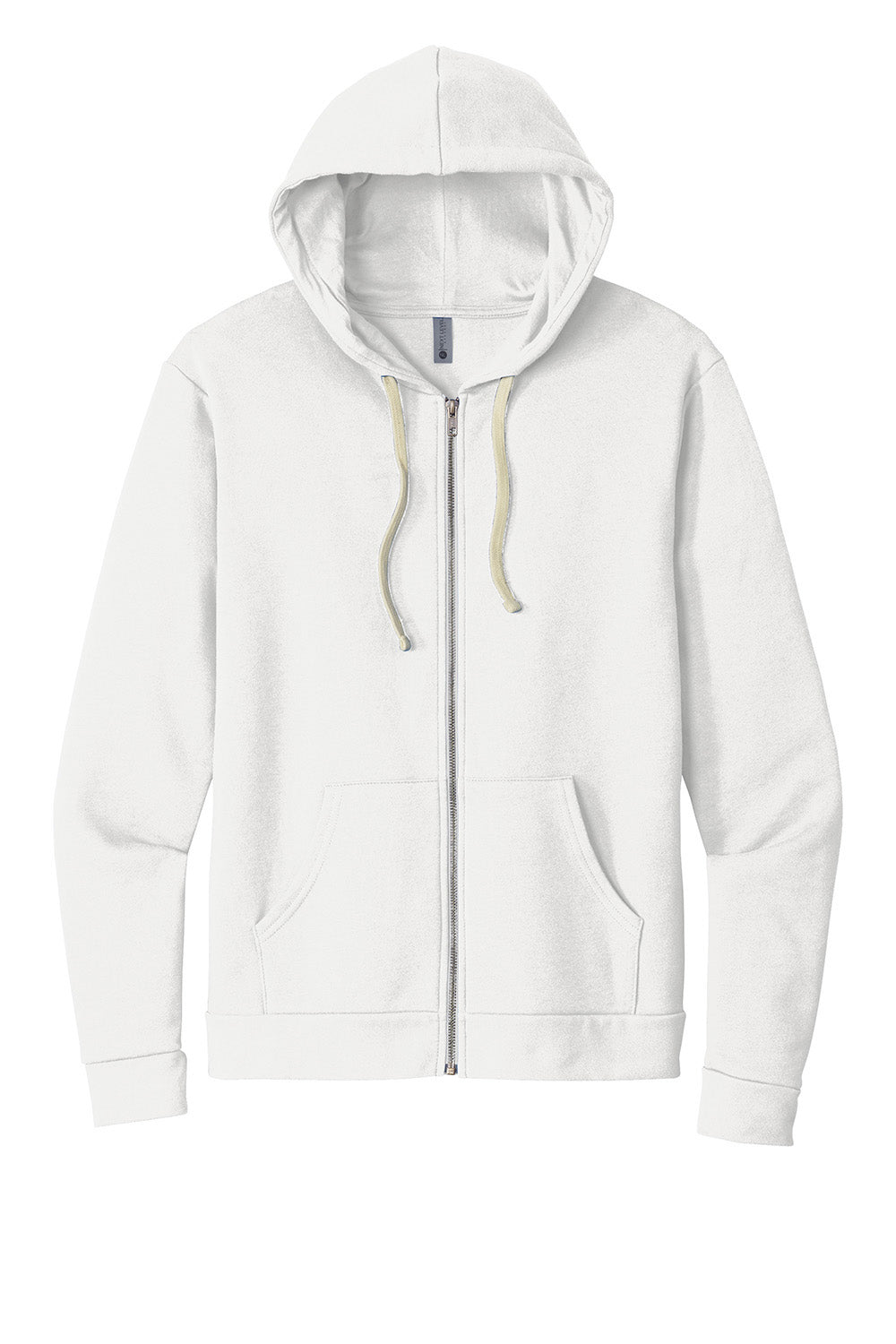 Next Level NL9602/9602 Mens Fleece Full Zip Hooded Sweatshirt Hoodie w/ Pockets White Flat Front