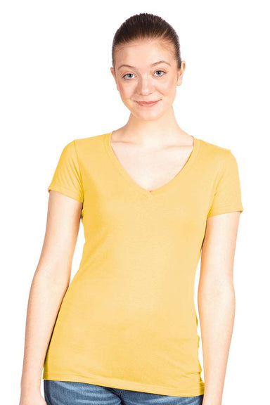 Next Level N1540/1540 Womens Ideal Jersey Short Sleeve V-Neck T-Shirt Banana Cream Yellow Model Front