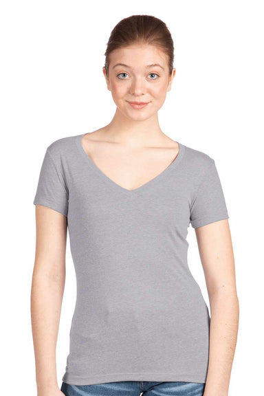 Next Level N1540/1540 Womens Ideal Jersey Short Sleeve V-Neck T-Shirt Heather Grey Model Front