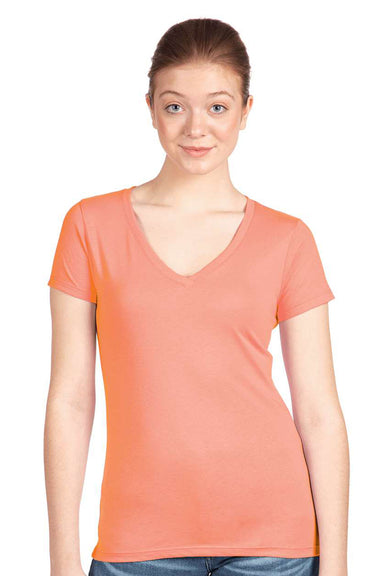 Next Level N1540/1540 Womens Ideal Jersey Short Sleeve V-Neck T-Shirt Light Orange Model Front