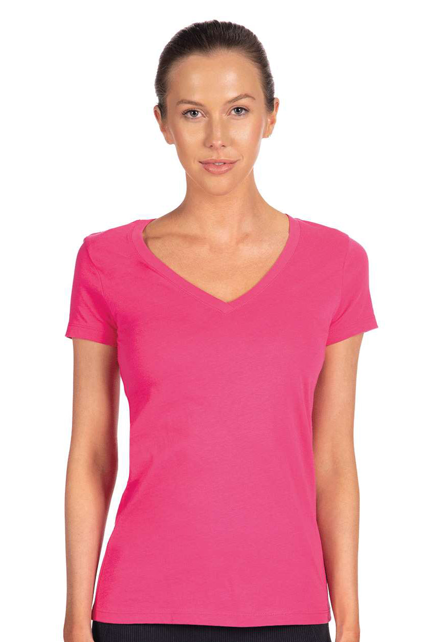 Next Level N1540/1540 Womens Ideal Jersey Short Sleeve V-Neck T-Shirt Raspberry Pink Model Front