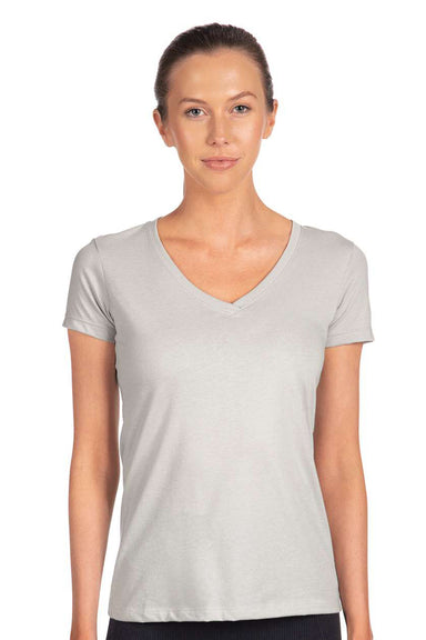 Next Level N1540/1540 Womens Ideal Jersey Short Sleeve V-Neck T-Shirt Silver Grey Model Front