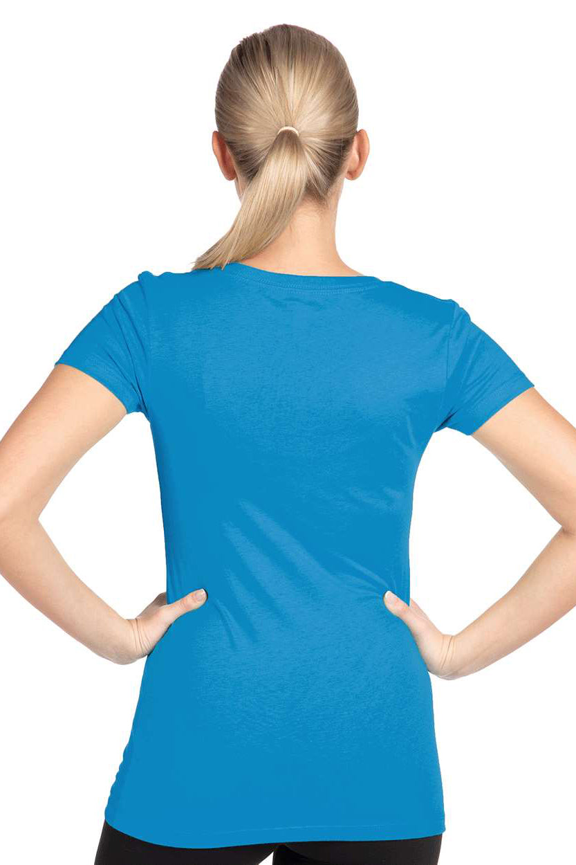 Next Level N1540/1540 Womens Ideal Jersey Short Sleeve V-Neck T-Shirt Turquoise Blue Model Back