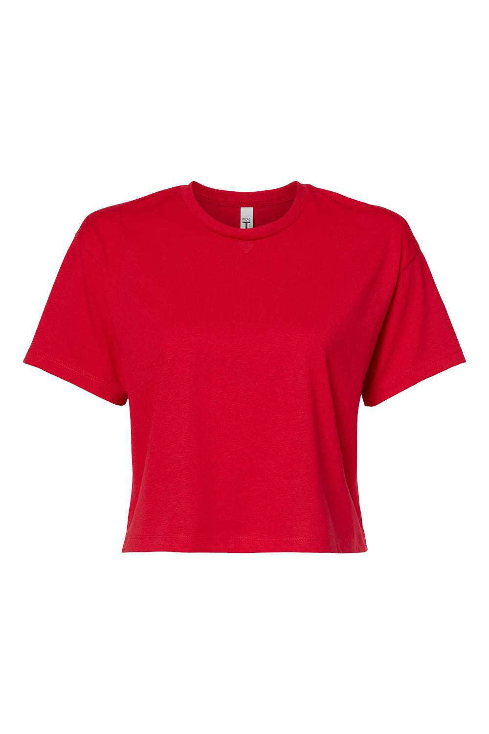 Next Level 1580NL Womens Ideal Crop Short Sleeve Crewneck T-Shirt Red Flat Front