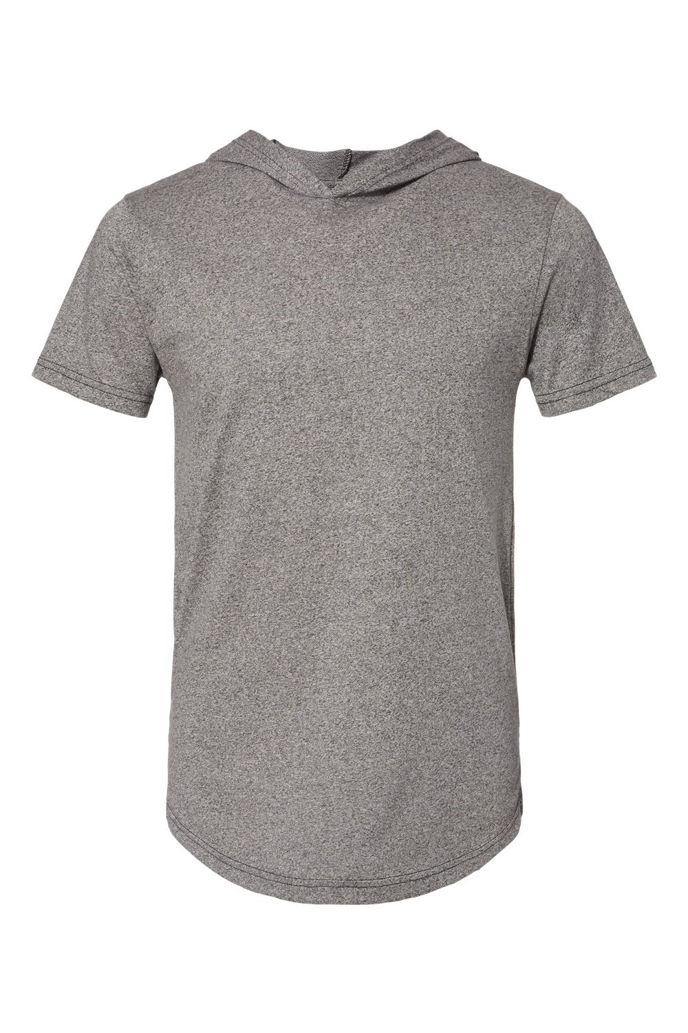 Next Level 2022 Mens Mock Twist Short Sleeve Hooded T-Shirt Hoodie Heather Grey Flat Front