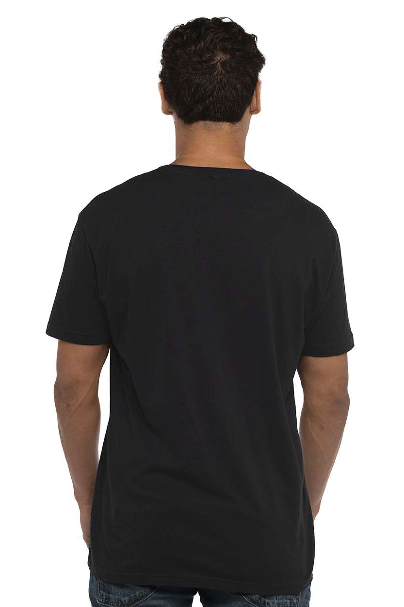 Next Level N3200/3200 Mens Fine Jersey Short Sleeve V-Neck T-Shirt Black Model Back