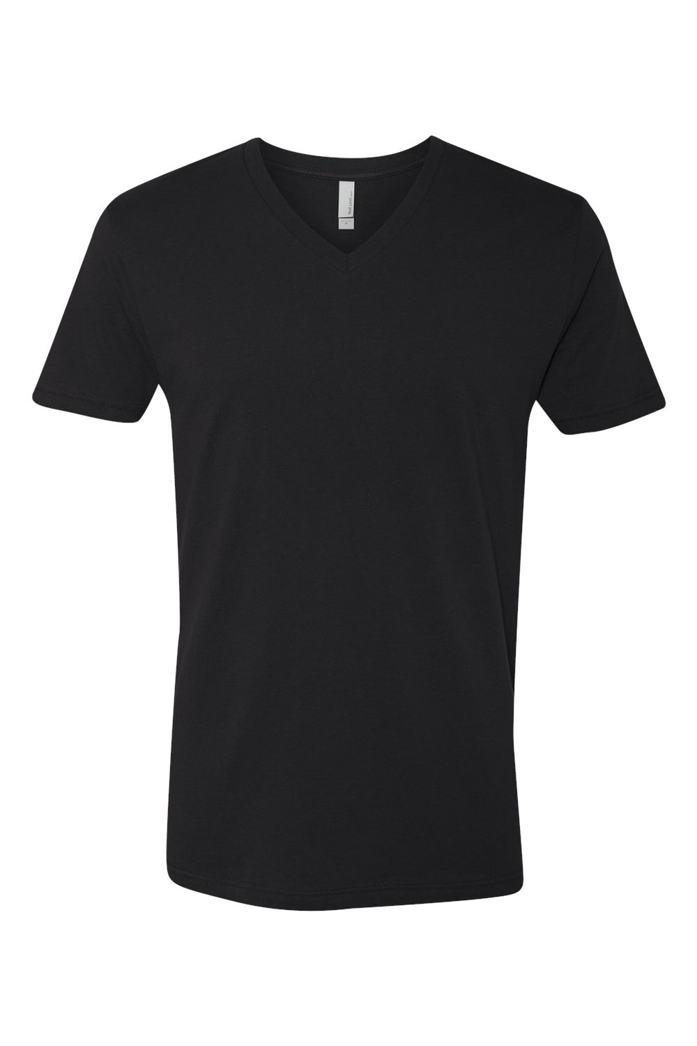 Next Level N3200/3200 Mens Fine Jersey Short Sleeve V-Neck T-Shirt Black Flat Front