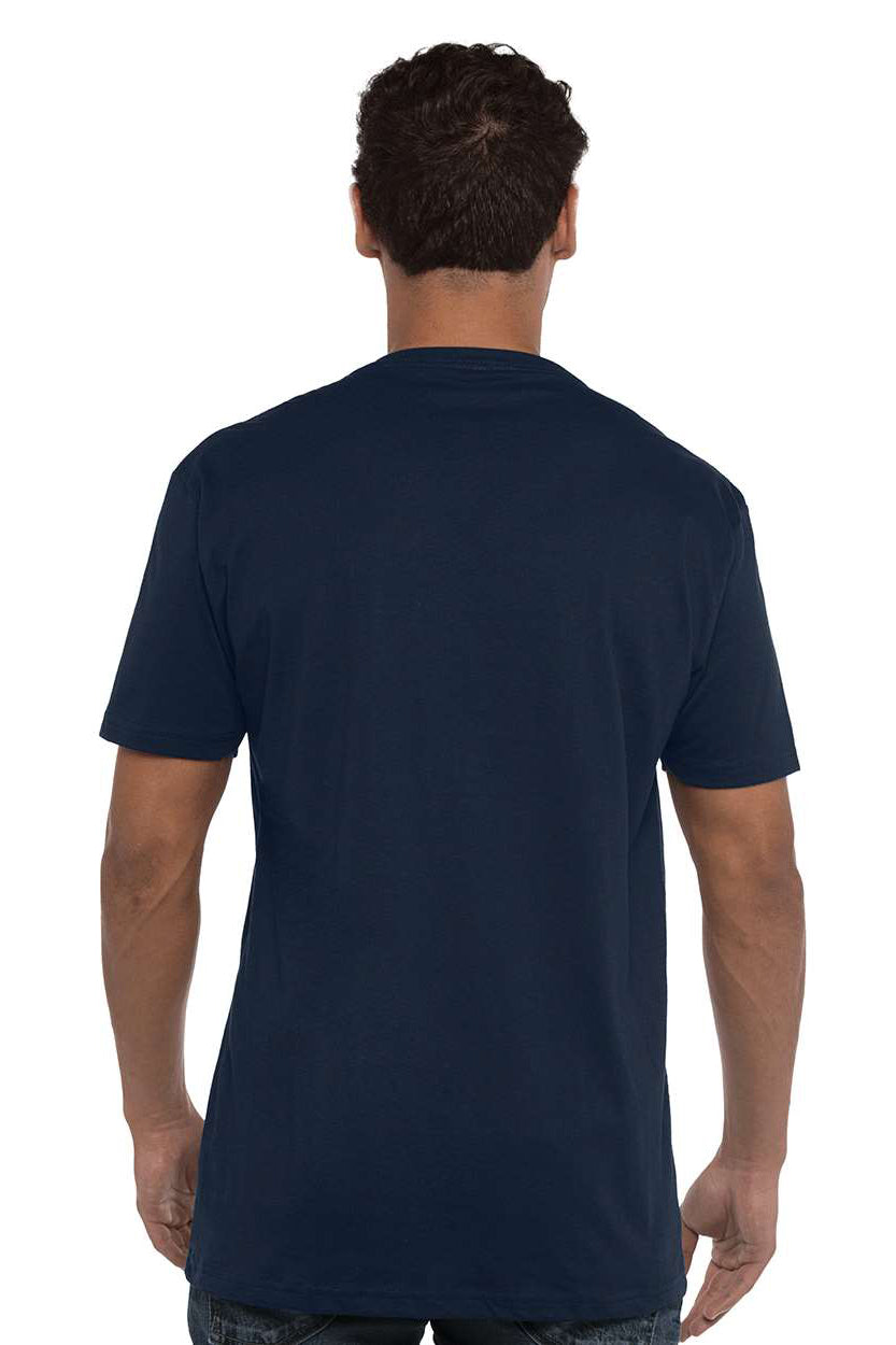 Next Level N3200/3200 Mens Fine Jersey Short Sleeve V-Neck T-Shirt Midnight Navy Blue Model Back