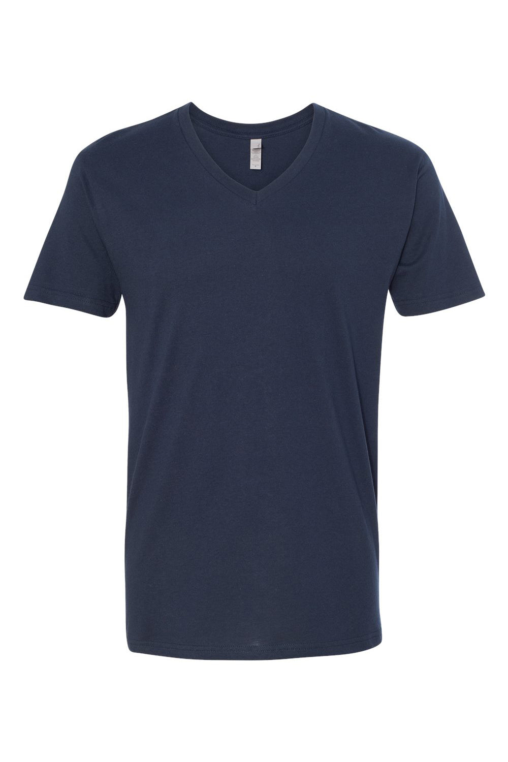 Next Level N3200/3200 Mens Fine Jersey Short Sleeve V-Neck T-Shirt Midnight Navy Blue Flat Front