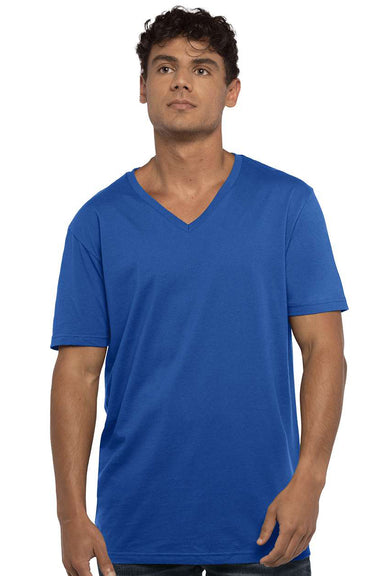 Next Level N3200/3200 Mens Fine Jersey Short Sleeve V-Neck T-Shirt Royal Blue Model Front