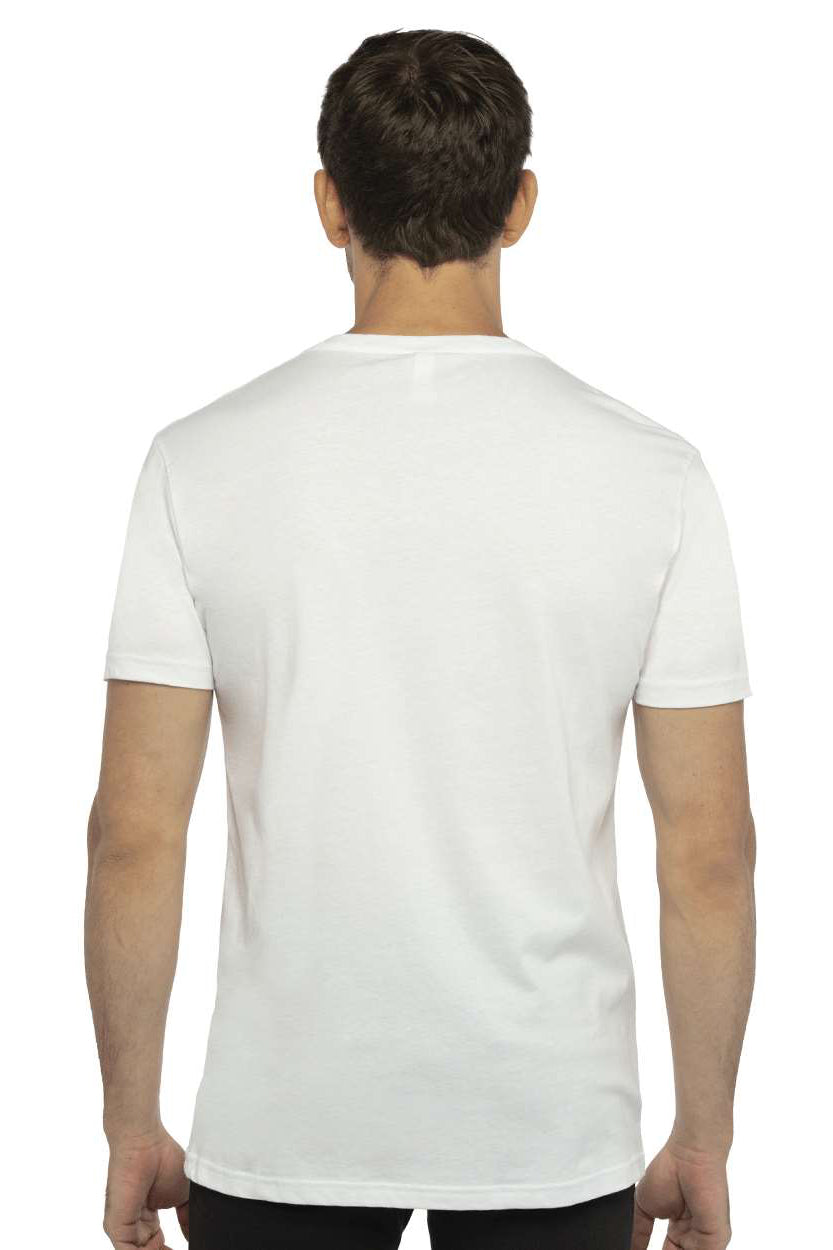 Next Level N3200/3200 Mens Fine Jersey Short Sleeve V-Neck T-Shirt White Model Back