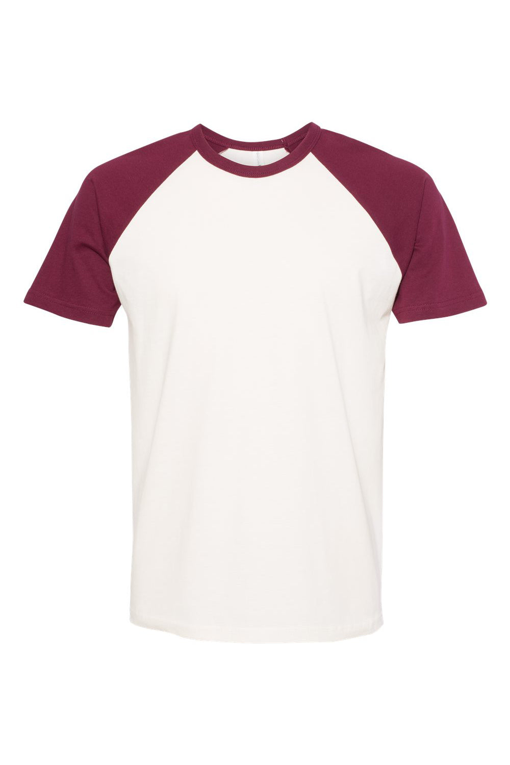 Next Level N3650/3650 Mens Fine Jersey Short Sleeve Crewneck T-Shirt Natural/Maroon Flat Front